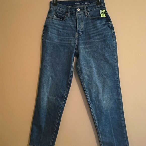 New Old Navy Women's 2 button fly Extra High Rise Curvy Sky-Hi Straight Jeans - Picture 1 of 11